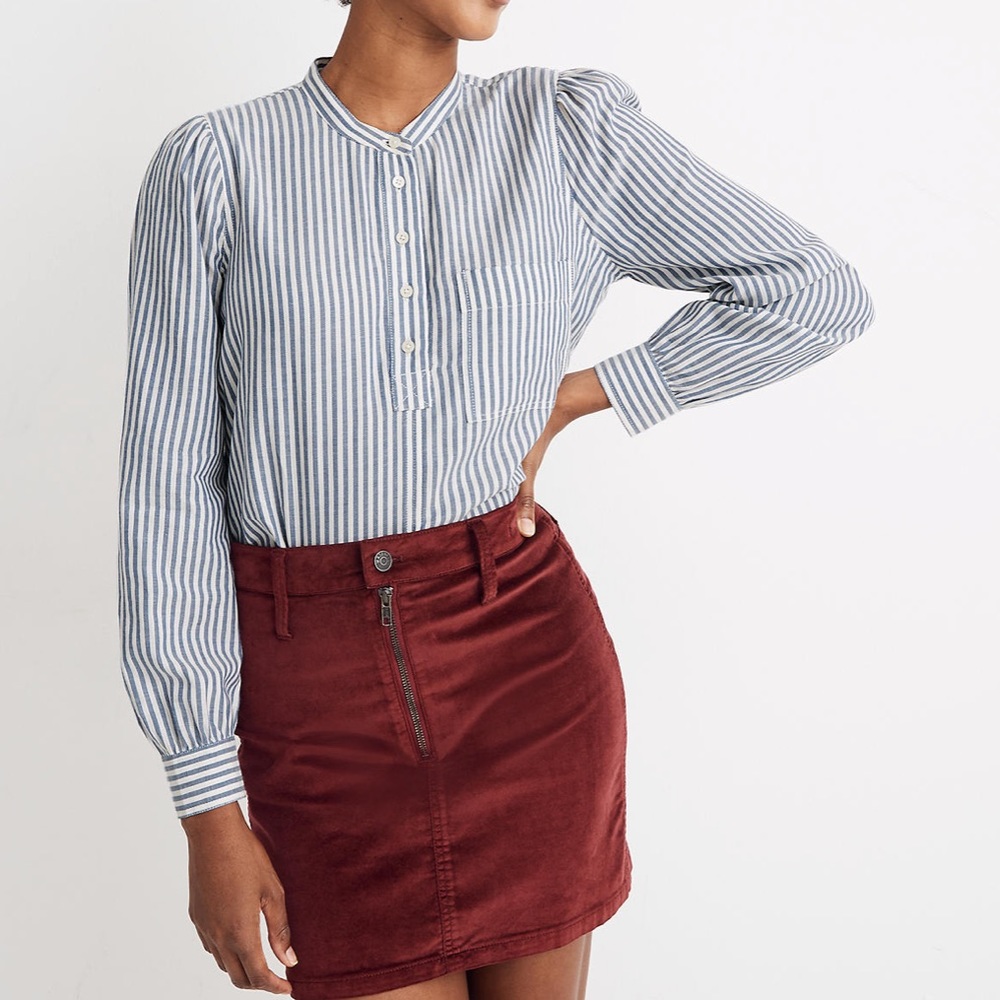 Madewell puff-sleeve popover shirt, large